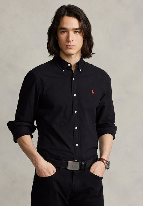 RL GARMENT-DYED OXFORD SHIRT - BLACK
