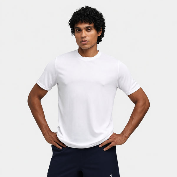 PUMA BASIC ROUND NECK T-SHIRT - WHITE