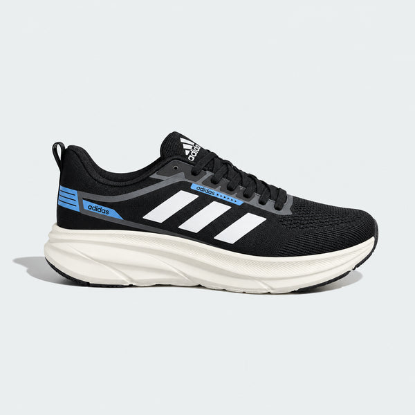 ADIDAS MEN'S BLACK & WHITE RUNNING SHOES WITH BLUE ACCENTS