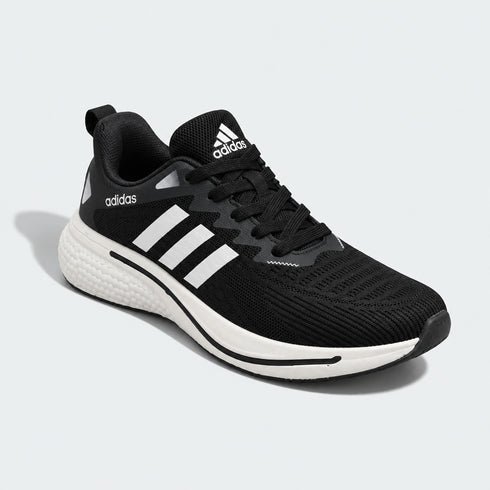 ADIDAS MEN'S BLACK & WHITE BREATHABLE MESH RUNNING SHOES