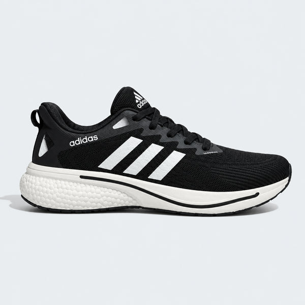 ADIDAS MEN'S BLACK & WHITE BREATHABLE MESH RUNNING SHOES