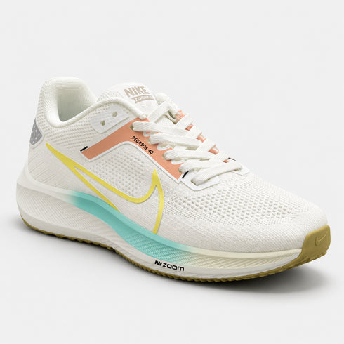 NIKE AIR ZOOM PEGASUS 40 MEN'S WHITE RUNNING SHOES WITH PASTEL ACCENTS