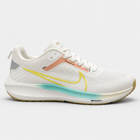NIKE AIR ZOOM PEGASUS 40 MEN'S WHITE RUNNING SHOES WITH PASTEL ACCENTS