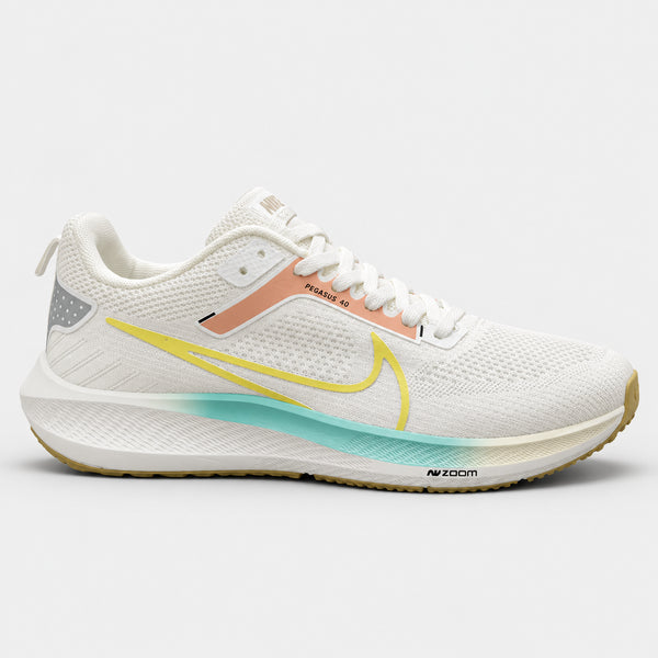 NIKE AIR ZOOM PEGASUS 40 MEN'S WHITE RUNNING SHOES WITH PASTEL ACCENTS
