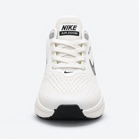 NIKE AIR ZOOM MEN'S WHITE & GREY RUNNING SHOES WITH GREEN ACCENTS