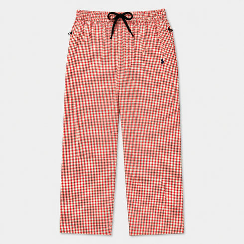 RALPH LAUREN CHECKED DRAWSTRING TROUSERS - RED