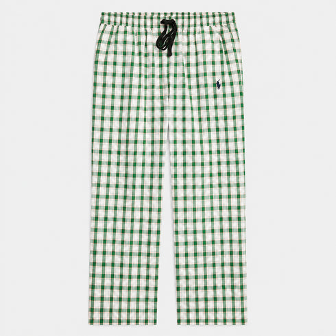 RALPH LAUREN CHECKED DRAWSTRING TROUSERS - LIGHT GREEN