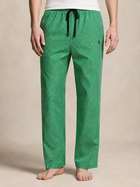 RALPH LAUREN CHECKED DRAWSTRING TROUSERS - GREEN