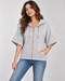 TOP SECRET WOMEN'S CROPPED CAPE STYLE ZIP UP HOODIE