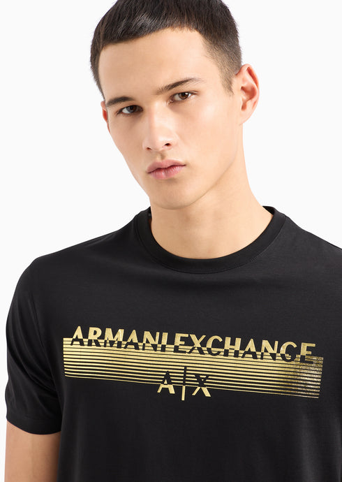 ARMANI EXCHANGE GOLD METALLIC LOGO T-SHIRT