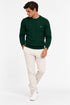 LORO PIANA MEN'S PREMIUM CABLE KNIT CREW NECK SWEATER – FOREST GREEN