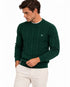 LORO PIANA MEN'S PREMIUM CABLE KNIT CREW NECK SWEATER – FOREST GREEN