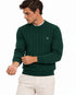 LORO PIANA MEN'S PREMIUM CABLE KNIT CREW NECK SWEATER – FOREST GREEN