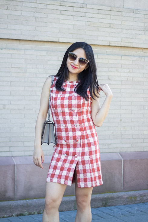 FOREVER 21 PLAID DOUBLE-BREASTED MINI DRESS