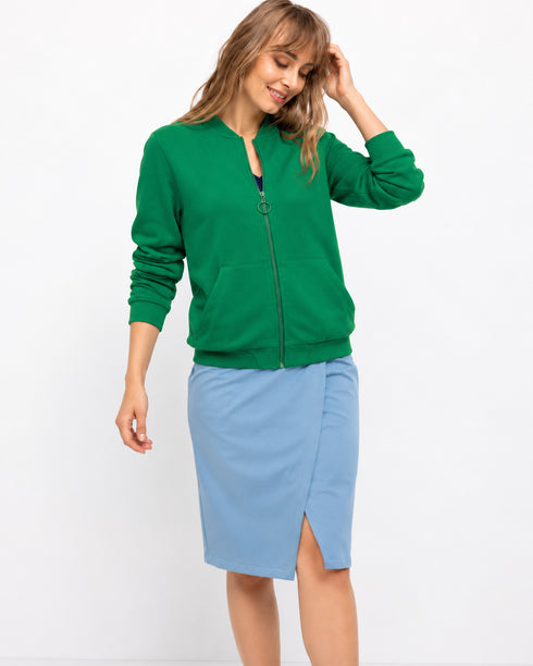 WOMEN'S FULL ZIP BOMBER SWEATSHIRT