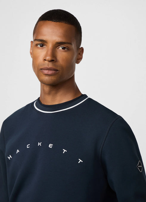 HACKETT SIGNATURE CURVE LOGO SWEATSHIRT - NAVY