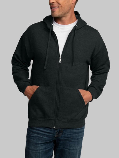 FRUIT OF THE LOOM EVERSOFT FLEECE FULL ZIP HOODIE SWEATSHIRT