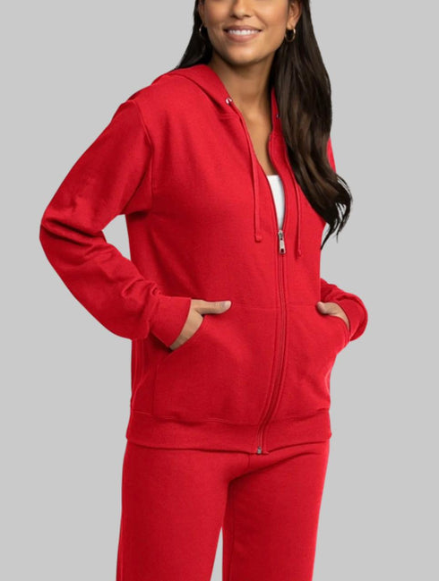 FRUIT OF THE LOOM EVERSOFT FLEECE FULL ZIP HOODIE SWEATSHIRT