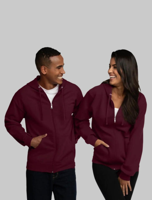 FRUIT OF THE LOOM EVERSOFT FLEECE FULL ZIP HOODIE SWEATSHIRT