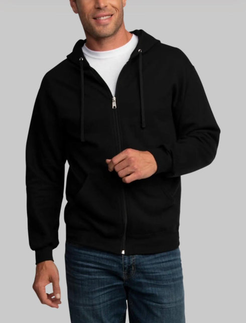 FRUIT OF THE LOOM EVERSOFT FLEECE FULL ZIP HOODIE SWEATSHIRT