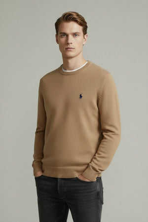 POLO RALPH LAUREN MESH-KNIT COTTON CREWNECK SWEATER JUMPER