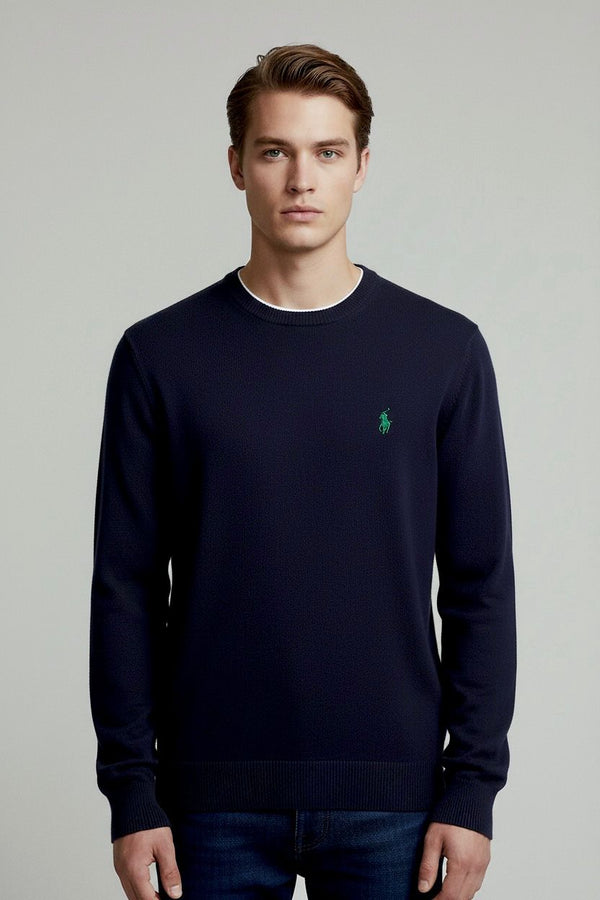 POLO RALPH LAUREN MESH-KNIT COTTON CREWNECK SWEATER JUMPER