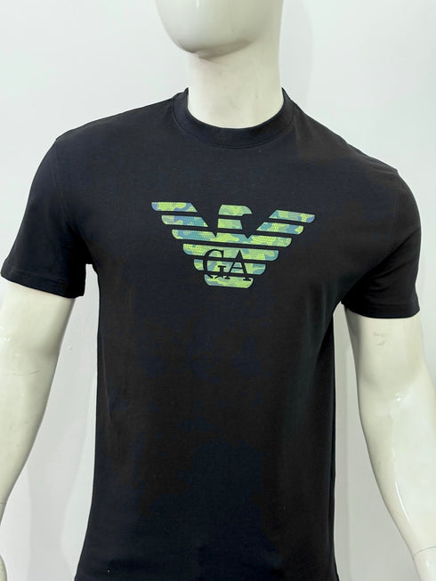 EMPORIO ARMANI REFLECTIVE CAMO LOGO PRINT T-SHIRT