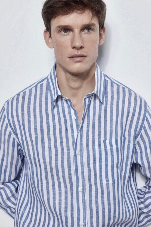 JACK&JONES STRIPE LINEN BLEND SHIRT