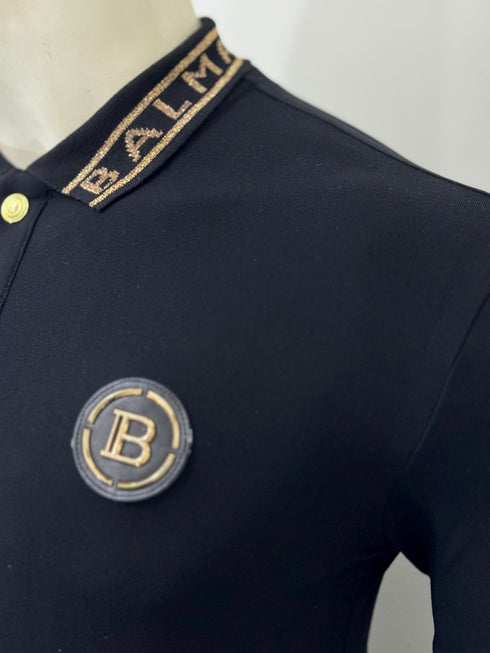 BALMAIN SLIM FIT LOGO PATCH POLO SHIRT