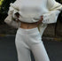 WOMEN KNITTED DISTRESSED CO-ORD SET - OFF WHITE