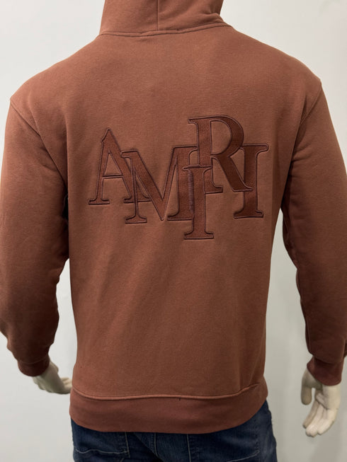 AMIRI STAGGERED HOODIE WITH EMBROIDERED LOGO