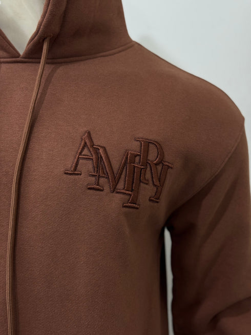 AMIRI STAGGERED HOODIE WITH EMBROIDERED LOGO