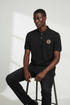 BALMAIN RUBBER LOGO POLO SHIRT – METALLIC B BUTTON EDITION - BLACK