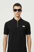 BALMAIN POLO SHIRT WITH ZIP PLACKET - BLACK