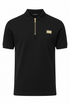 BALMAIN POLO SHIRT WITH ZIP PLACKET - BLACK