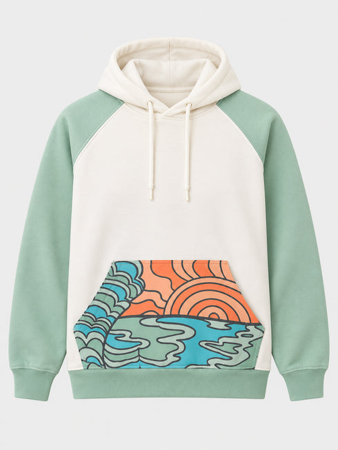 MOOD & VIBE CONTRAST SLEEVE GRAPHIC HOODIE