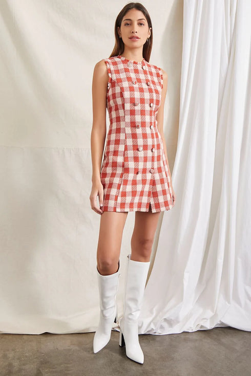 FOREVER 21 PLAID DOUBLE-BREASTED MINI DRESS