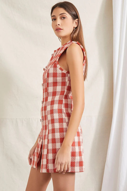 FOREVER 21 PLAID DOUBLE-BREASTED MINI DRESS
