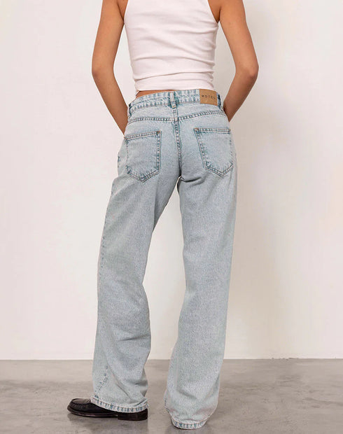MOTEL LOW RISE PARALLEL JEANS IN 80s LIGHT BLUE WASH
