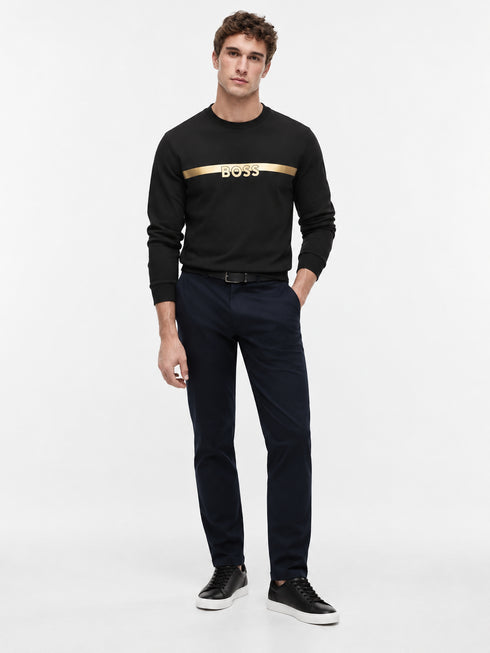 BOSS BLACK LIGHTWEIGHT SWEATSHIRT WITH GOLD LOGO