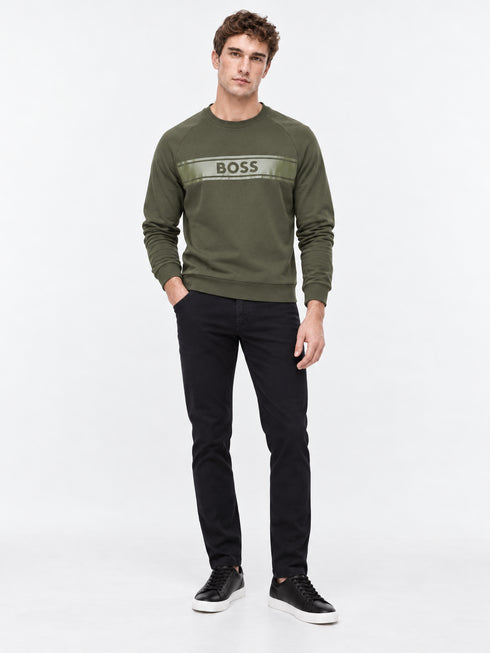 BOSS OLIVE GREEN LOGO LIGHTWEIGHT SWEATSHIRT