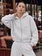 SINSAY CROPPED ZIP UP HOODIE - LIGHT GREY