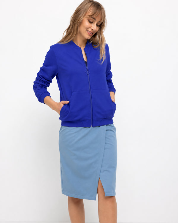 WOMEN'S FULL ZIP BOMBER SWEATSHIRT