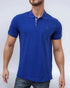 BURBERRY - COTTON PIEQUÉ POLO SHIRT WITH MONOGRAM MOTIF ROYAL BLUE
