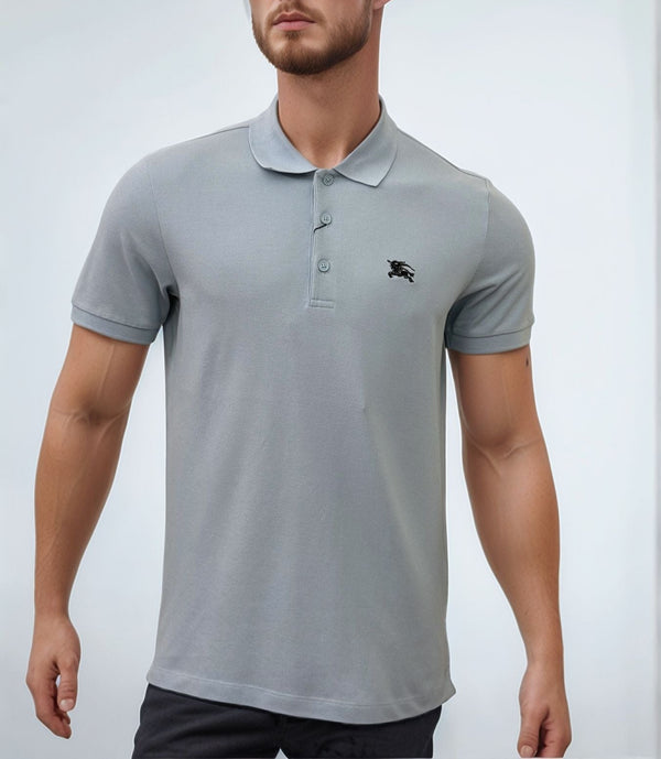 BURBERRY EKD EMBROIDERED POLO LIGHT BLUE