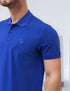 BURBERRY - COTTON PIEQUÉ POLO SHIRT WITH MONOGRAM MOTIF ROYAL BLUE