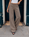 SUBLEVEL WIDE LEG SWEATPANTS - BROWN