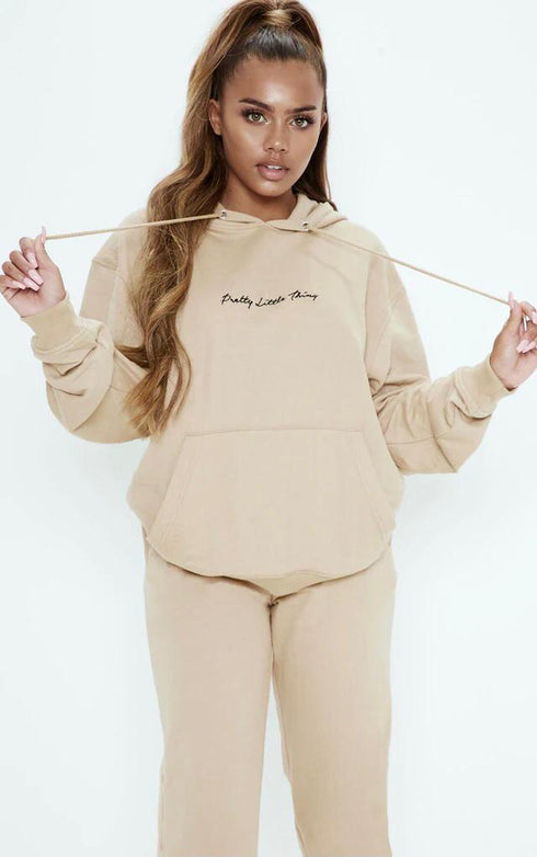 PRETTY LITTLE THING SAND EMBROIDERED OVERSIZED HOODIE - MUQQI