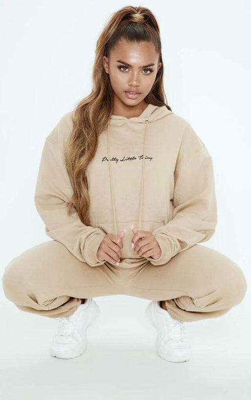 PRETTY LITTLE THING SAND EMBROIDERED OVERSIZED HOODIE - MUQQI