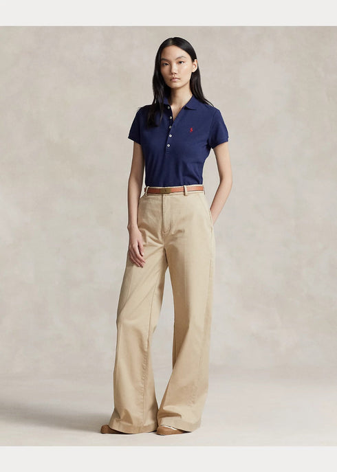 POLO RALPH LAUREN WOMEN'S SLIM FIT STRETCH POLO SHIRT- NAVY